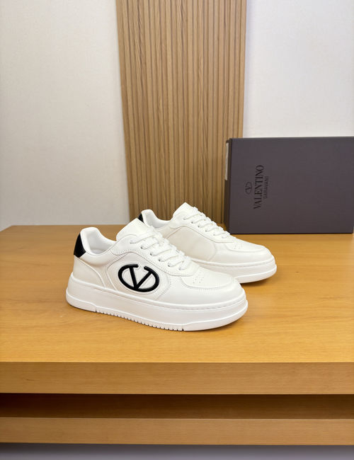 Valentino Nappa Leather Sneakers With Stitched Logo Motif