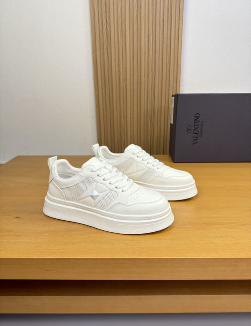 Valentino Nappa Leather Sneakers With Metal Logo Accents