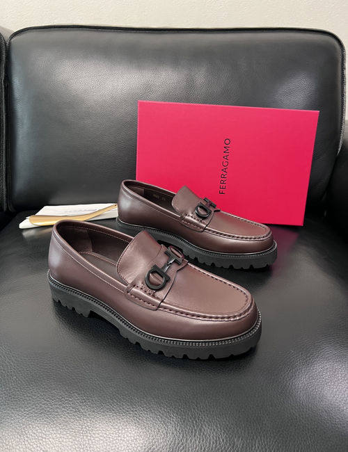 Ferragamo Premium Cowhide Leather Loafers