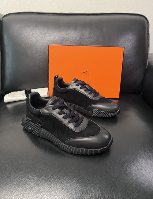 Hermes Bouncing Sneakers Premium Leather Patchwork Design Soft Sole