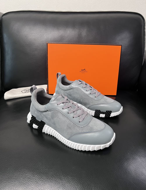 Hermes Bouncing Sneakers Premium Leather Patchwork Design Soft Sole