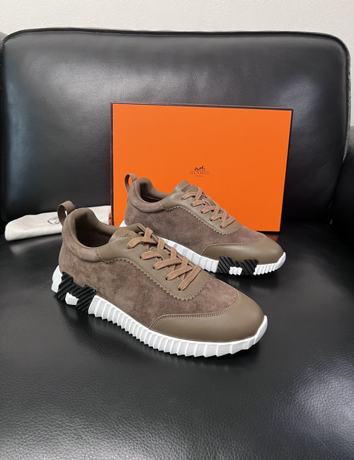 Hermes Bouncing Sneakers Premium Leather Patchwork Design Soft Sole