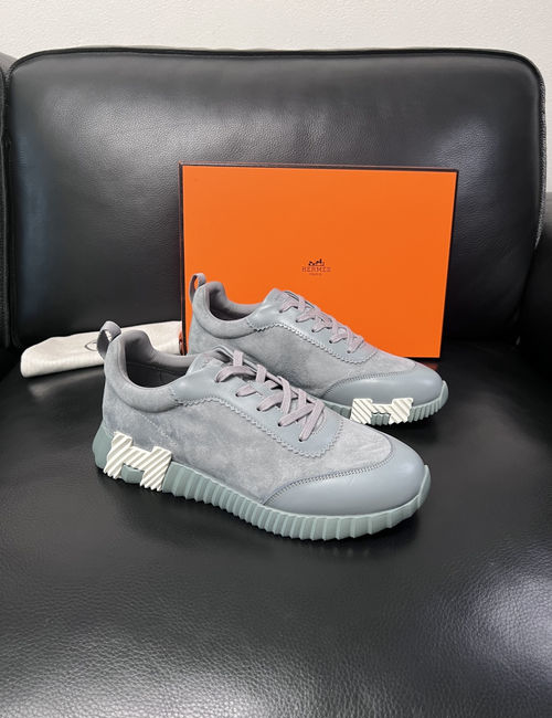 Hermes Bouncing Sneakers Premium Leather Patchwork Design Soft Sole