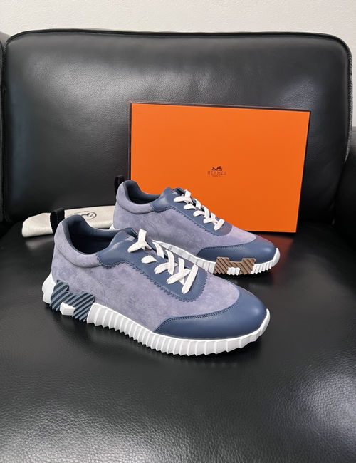 Hermes Bouncing Sneakers Premium Leather Patchwork Design Soft Sole