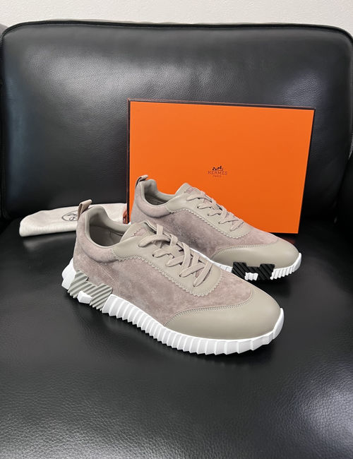 Hermes Bouncing Sneakers Premium Leather Patchwork Design Soft Sole