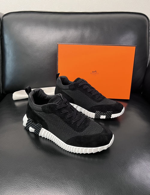Hermes Bouncing Sneakers Premium Leather Patchwork Design Soft Sole