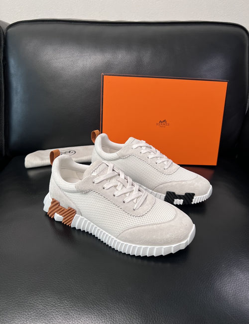 Hermes Bouncing Sneakers Premium Leather Patchwork Design Soft Sole