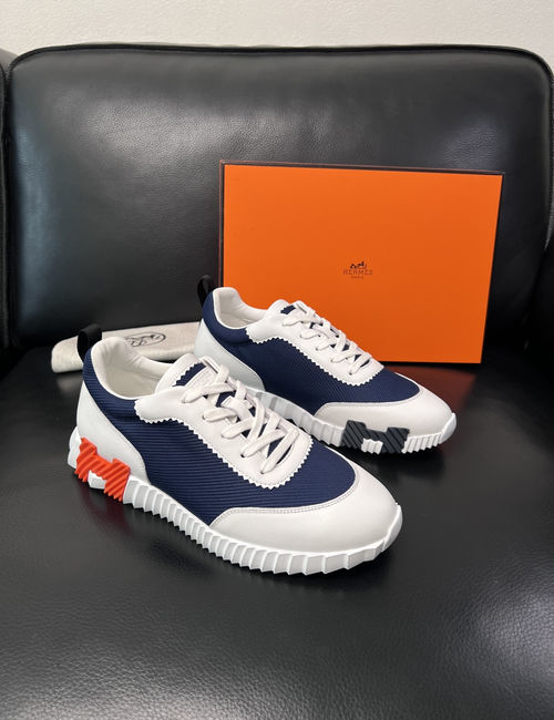 Hermes Bouncing Sneakers Premium Leather Patchwork Design Soft Sole