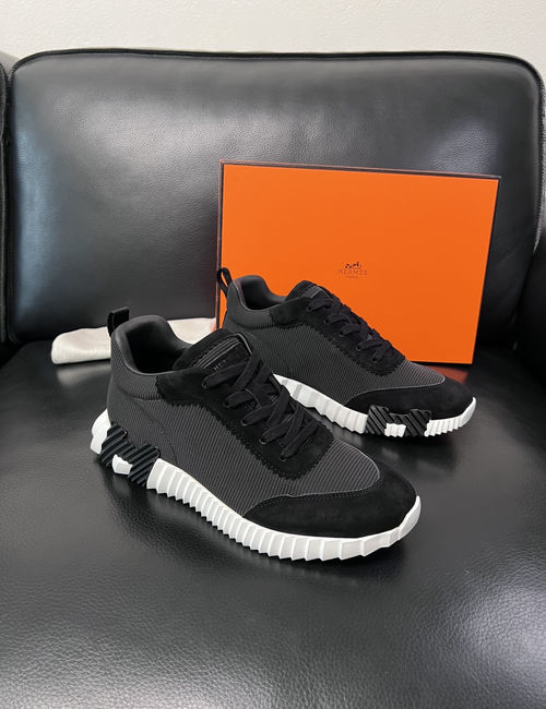 Hermes Bouncing Sneakers Premium Leather Patchwork Design Soft Sole