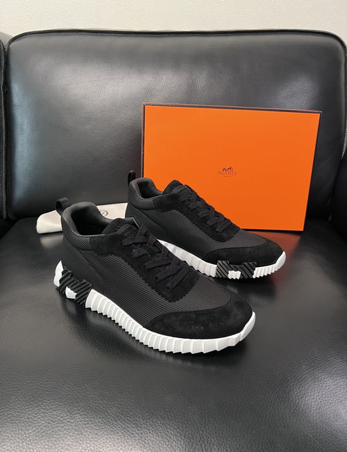 Hermes Bouncing Sneakers Premium Leather Patchwork Design Soft Sole
