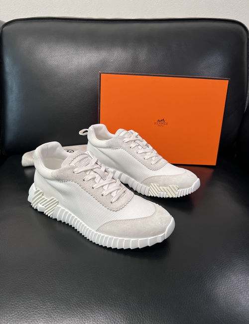 Hermes Bouncing Sneakers Premium Leather Patchwork Design Soft Sole