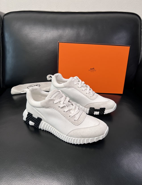 Hermes Bouncing Sneakers Premium Leather Patchwork Design Soft Sole