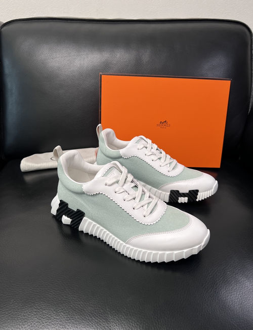 Hermes Bouncing Sneakers Premium Leather Patchwork Design Soft Sole