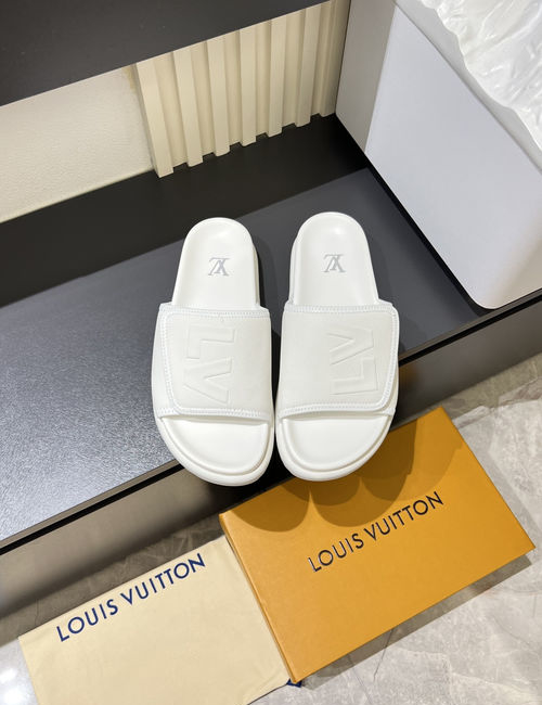 Louis Vuitton LV Monogram Slide Sandals With Textured Outsole