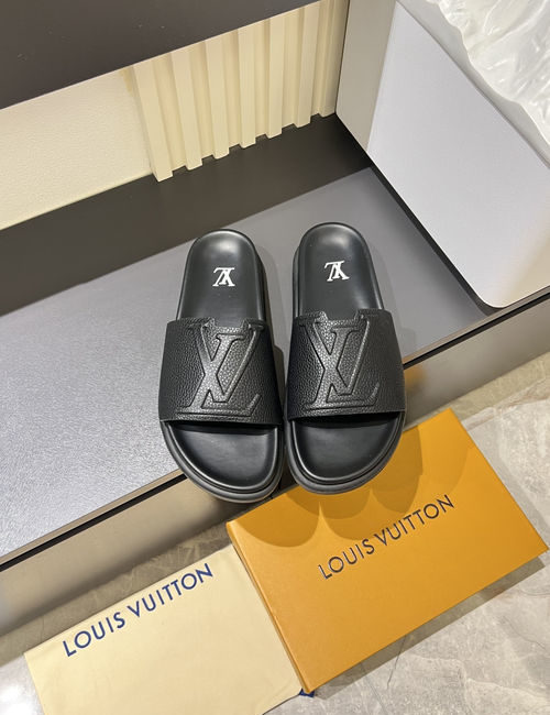 Louis Vuitton LV Monogram Slide Sandals With Textured Outsole