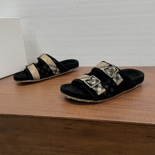 Burberry Urchin Suede Leather Check Sandals