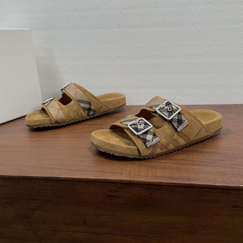 Burberry Urchin Suede Leather Check Sandals