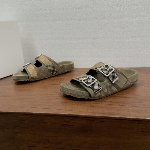 Burberry Urchin Suede Leather Check Sandals