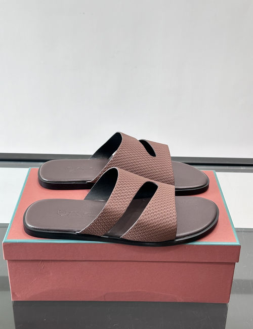 Loro Piana LP Woven Upper Slides With Contrast Sole
