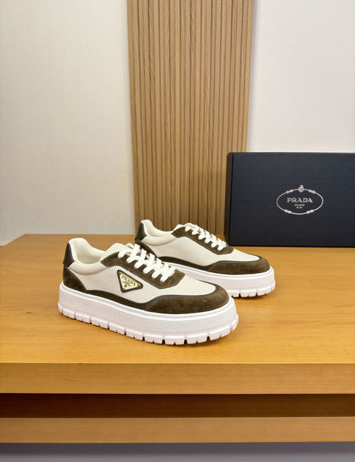 Prada Premium Leather Casual Sneakers Light Sole