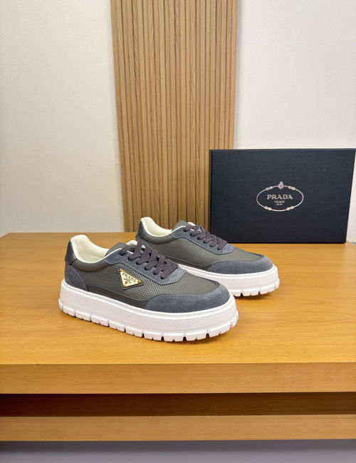 Prada Premium Leather Casual Sneakers Light Sole