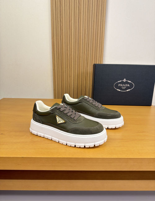 Prada Premium Leather Casual Sneakers Light Sole