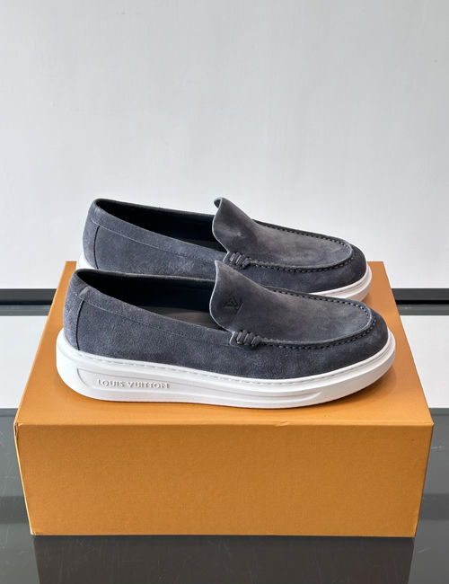 Louis Vuitton LV Suede Platform Loafers With Embossed Details