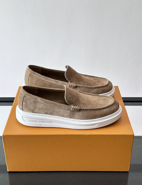 Louis Vuitton LV Suede Platform Loafers With Embossed Details