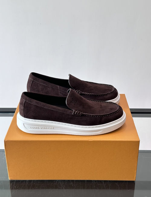 Louis Vuitton LV Suede Platform Loafers With Embossed Details
