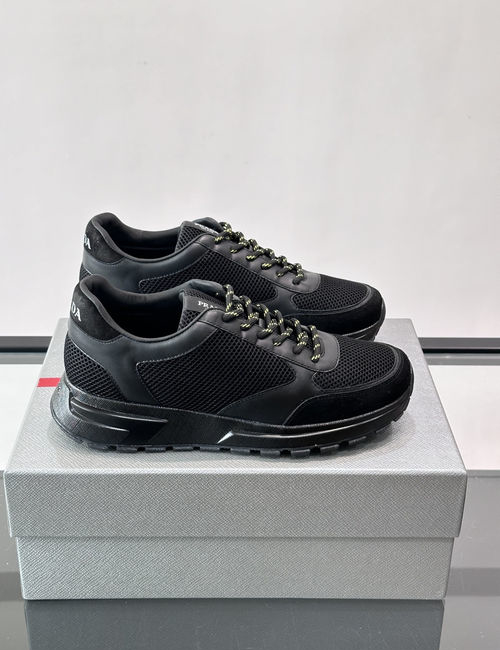 Prada Leather Mesh Casual Sneakers