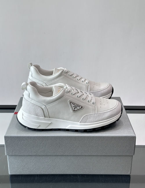 Prada Leather Casual Sneakers With Logo