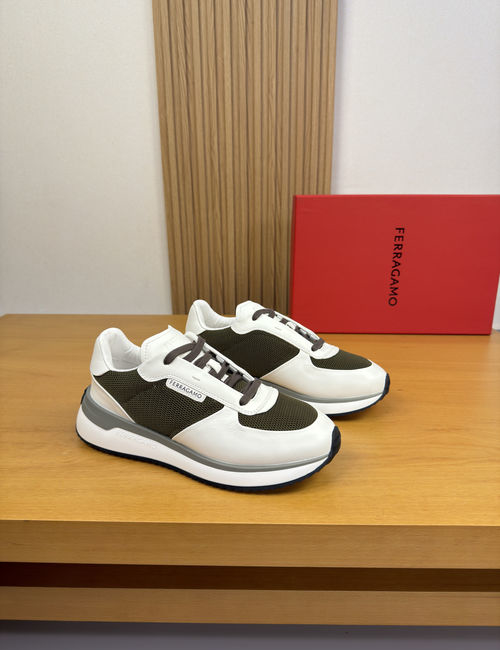 Ferragamo Canvas Leather Casual Sneakers