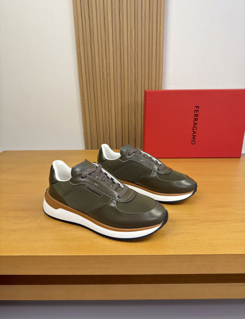 Ferragamo Canvas Leather Casual Sneakers