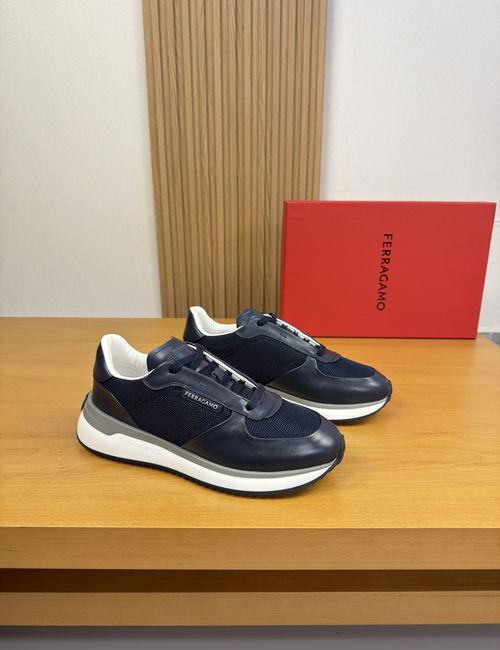 Ferragamo Canvas Leather Casual Sneakers