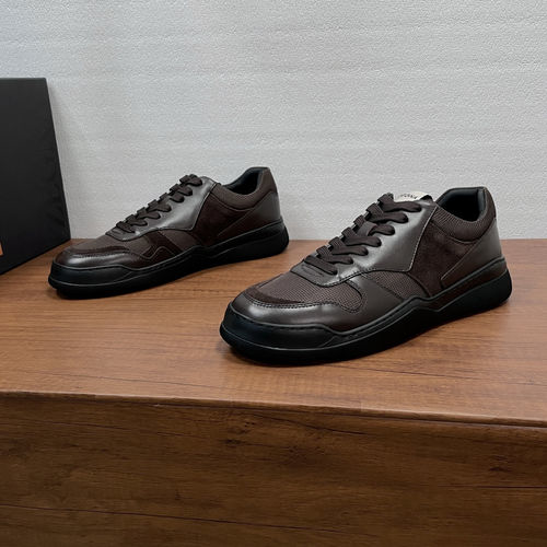 Zegna Suede Cowhide Spliced Mesh Casual Sneakers