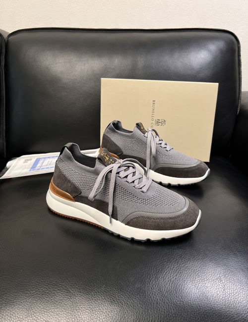 Brunello Cucinelli BC Stitching Leather Casual Shoes