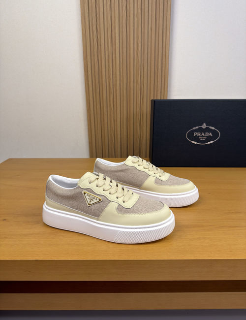Prada Nappa Leather Canvas Casual Sneakers