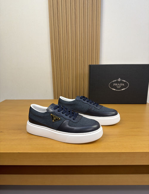 Prada Nappa Leather Canvas Casual Sneakers