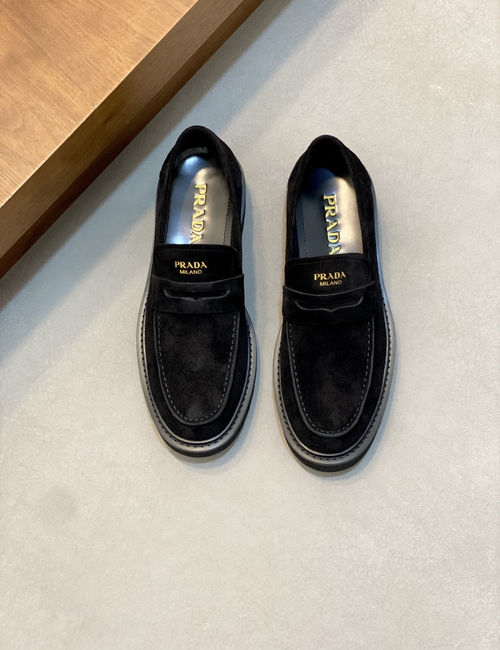 Prada Platform Calfskin Casual Derby Shoes