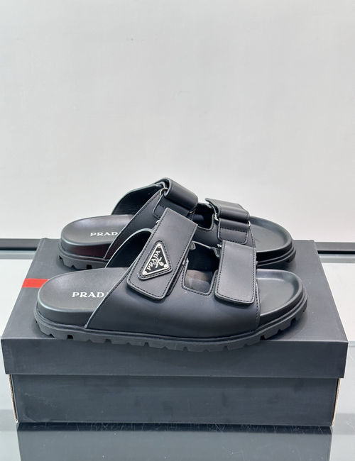 Prada Suede Double Strap Slide Sandals