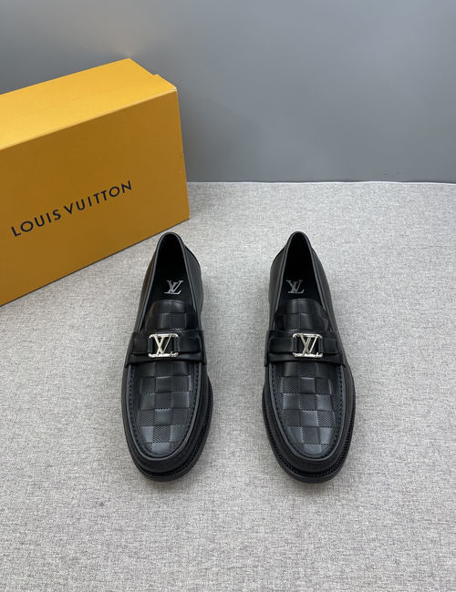 Louis Vuitton LV Major Damier Loafers Dual Tone Metal Buckle