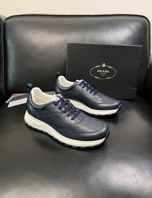 Prada Genuine Leather Casual Sneakers With Comfort Sole