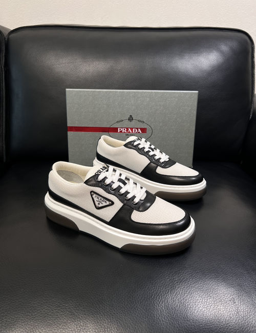 Prada Premium Leather Sneakers With Original Sole