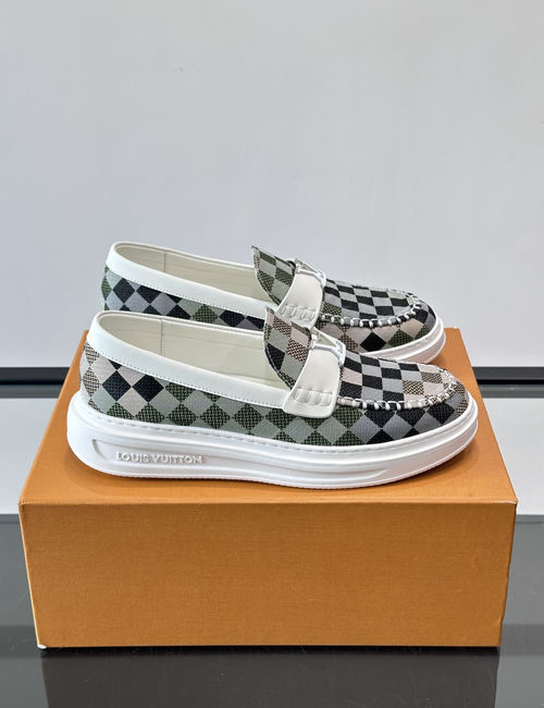 Louis Vuitton LV Monogram Printed Loafers Thick Sole Shoes
