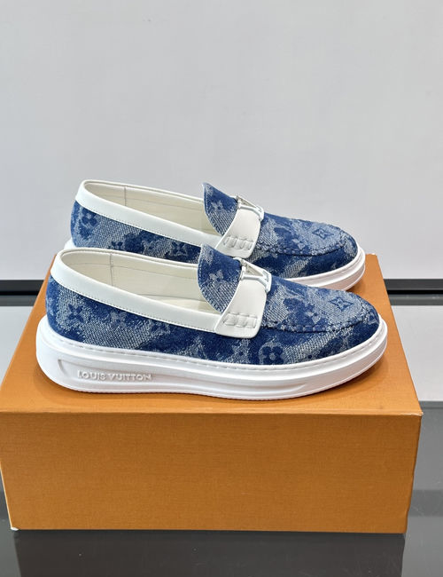 Louis Vuitton LV Monogram Printed Loafers Thick Sole Shoes