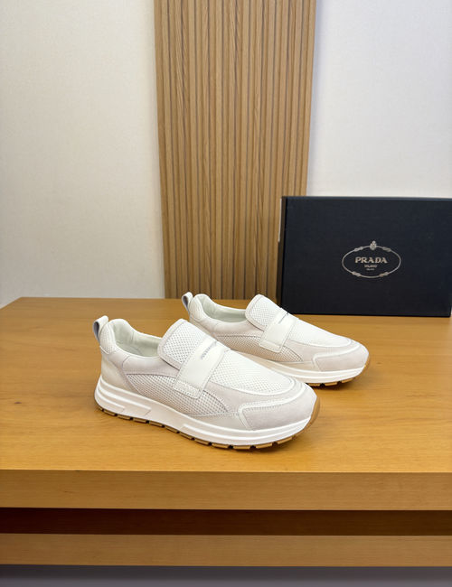 Prada Leather Mesh Casual Sneakers