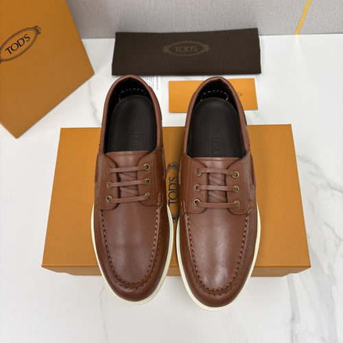 Tods Suede Leather Boat Shoes With Rubber Sole