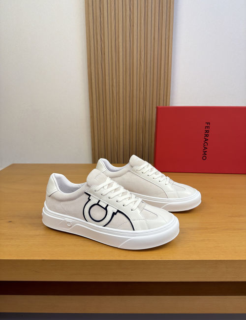 Ferragamo Casual Leather Sneakers With Logo