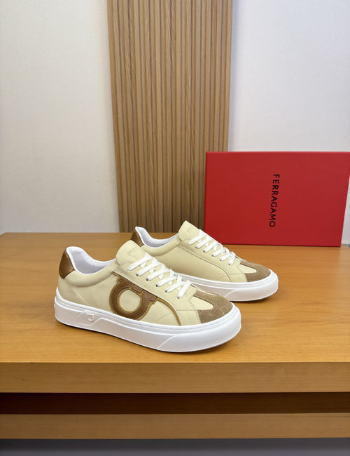Ferragamo Casual Leather Sneakers With Logo
