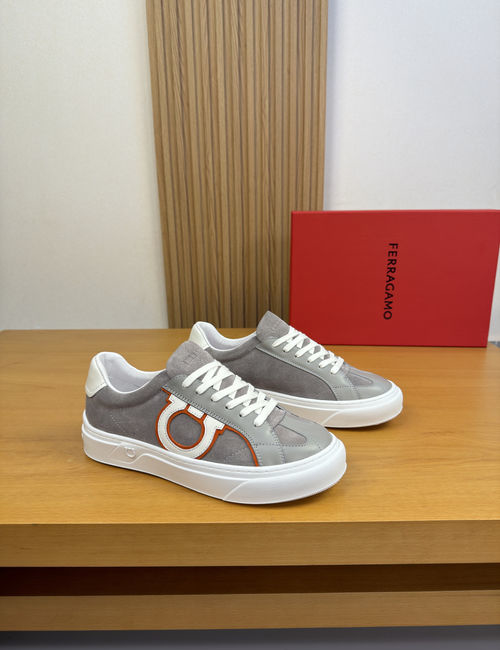 Ferragamo Casual Leather Sneakers With Logo